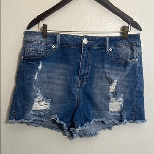 Forever 21 Blue Distressed Jean Shorts